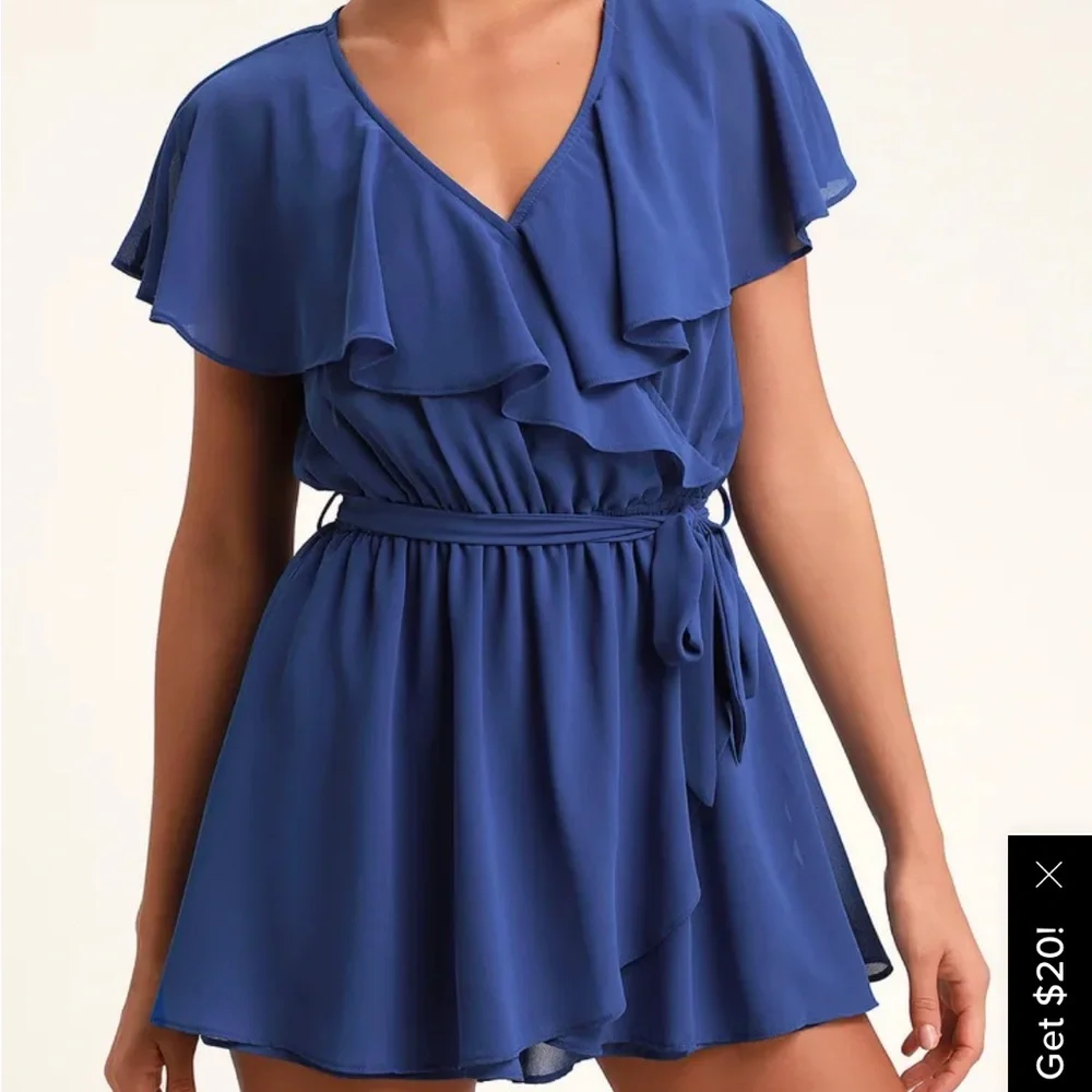 Blue Ruffle Romper - Picture 2 of 4